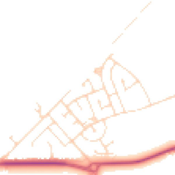 Daytime road noise heatmap for NG19 0LE