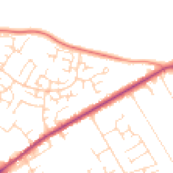 Daytime road noise heatmap for NG19 0LR