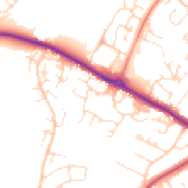 Daytime road noise heatmap for NG19 0PB