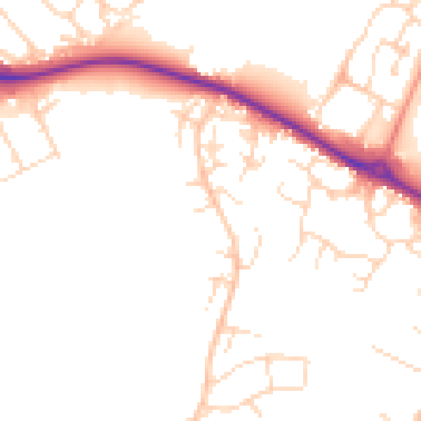 Daytime road noise heatmap for NG19 0PN