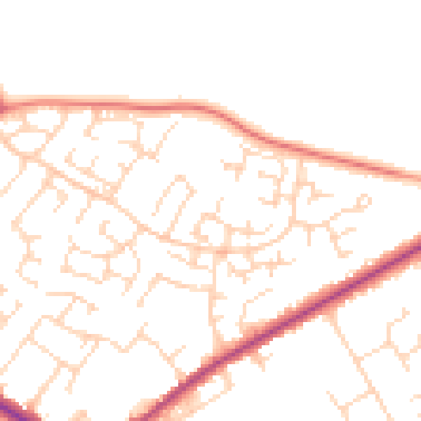 Daytime road noise heatmap for NG19 0PU