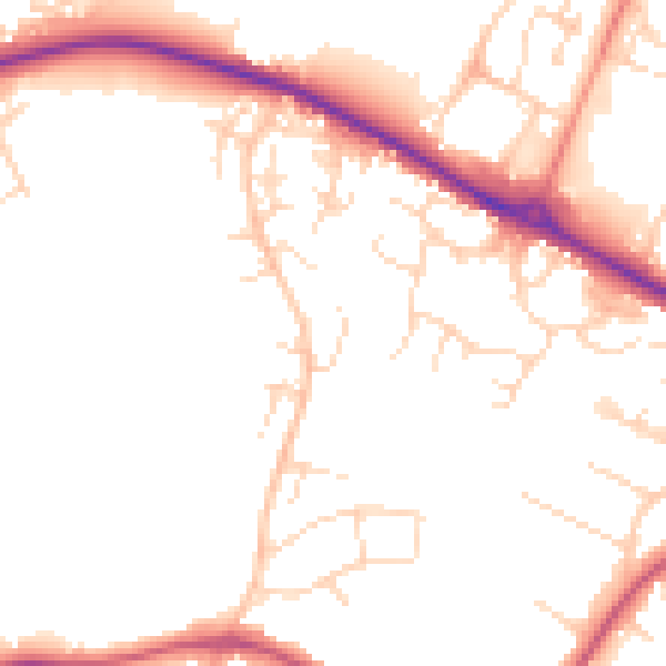 Daytime road noise heatmap for NG19 0PZ