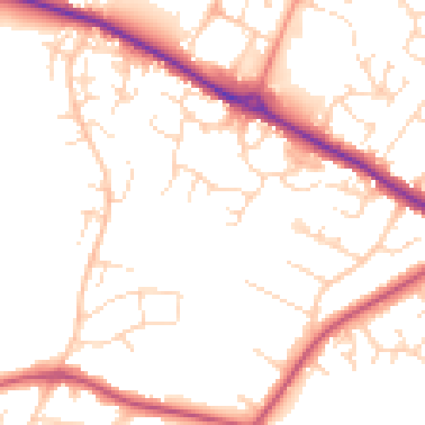 Daytime road noise heatmap for NG19 0RU