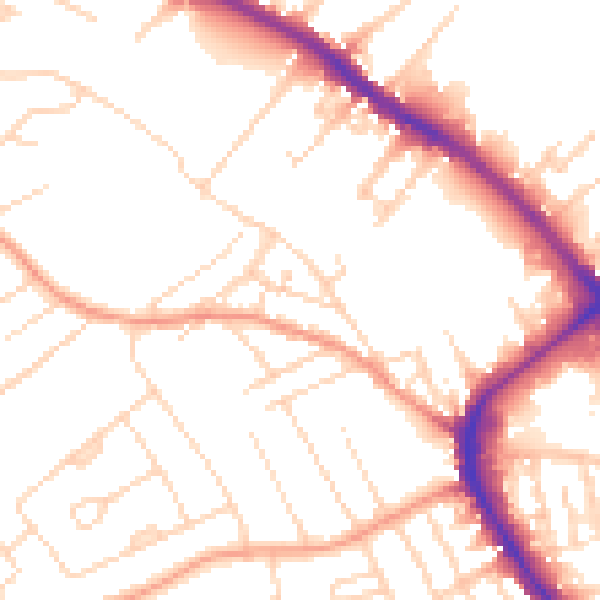 Daytime road noise heatmap for NG19 6AP
