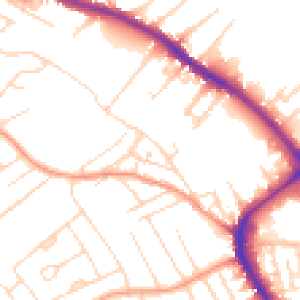 Daytime road noise heatmap for NG19 6BF