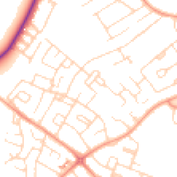 Daytime road noise heatmap for NG19 6JE