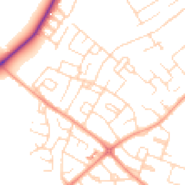 Daytime road noise heatmap for NG19 6JX