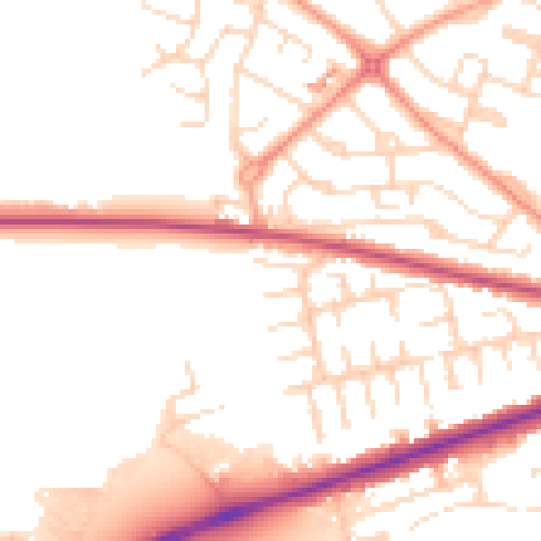 Daytime road noise heatmap for NG19 6RU