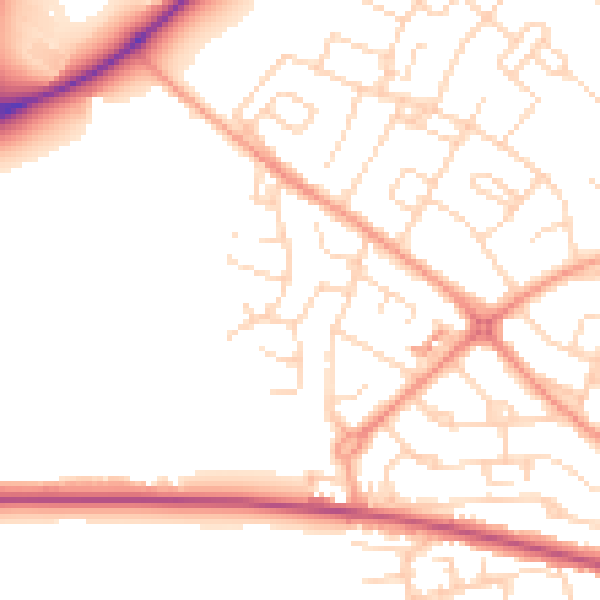 Daytime road noise heatmap for NG19 6TX