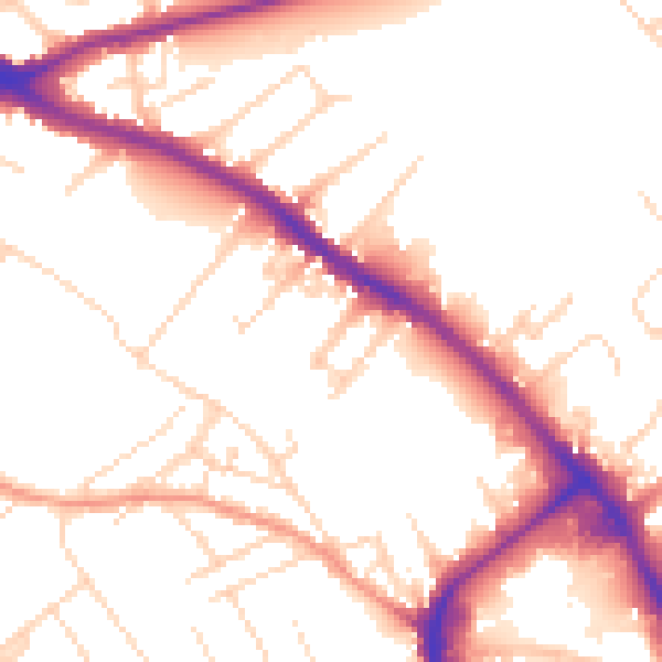 Daytime road noise heatmap for NG19 7AX
