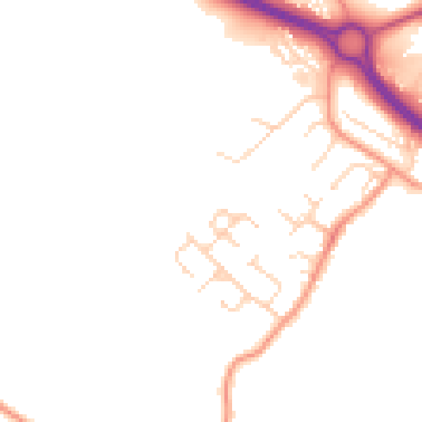 Daytime road noise heatmap for NG19 7EA