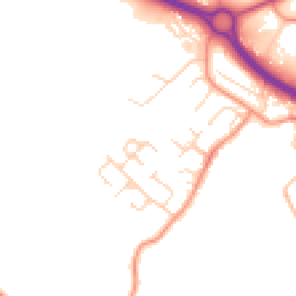 Daytime road noise heatmap for NG19 7EY