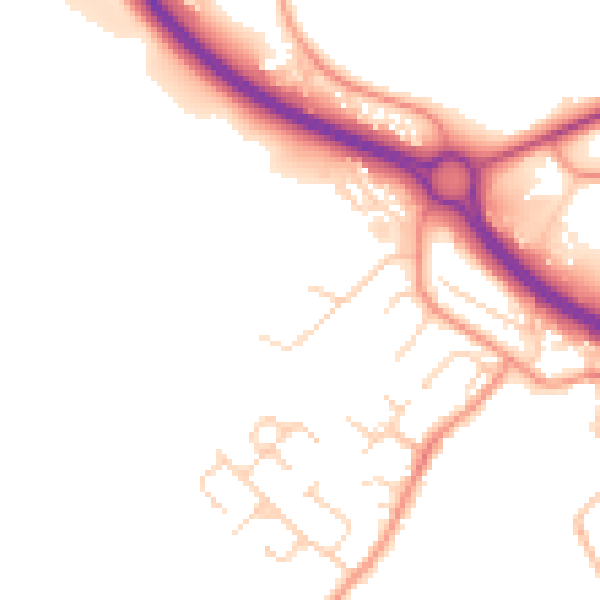 Daytime road noise heatmap for NG19 7FJ