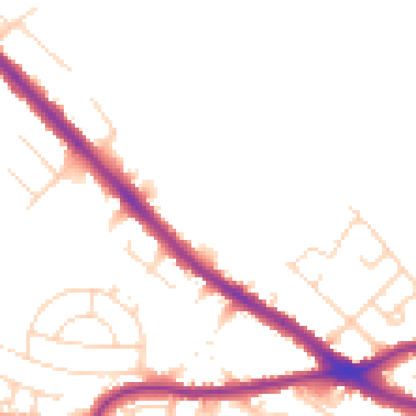 Daytime road noise heatmap for NG19 7JY