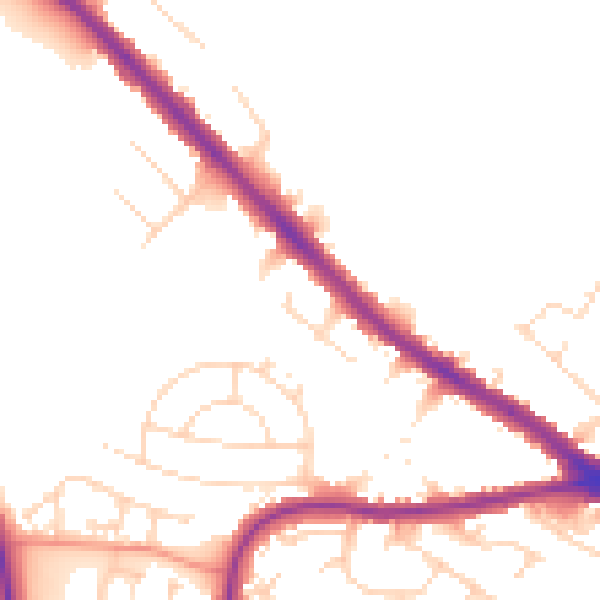 Daytime road noise heatmap for NG19 7LD