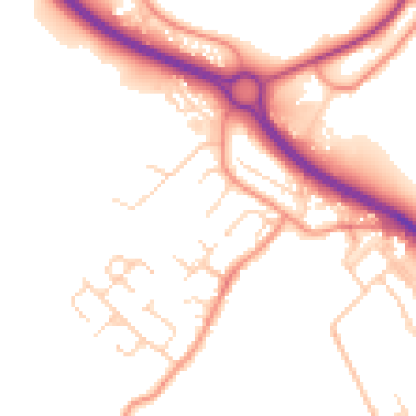 Daytime road noise heatmap for NG19 7QE