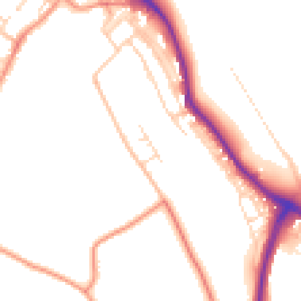 Daytime road noise heatmap for NG19 7QQ