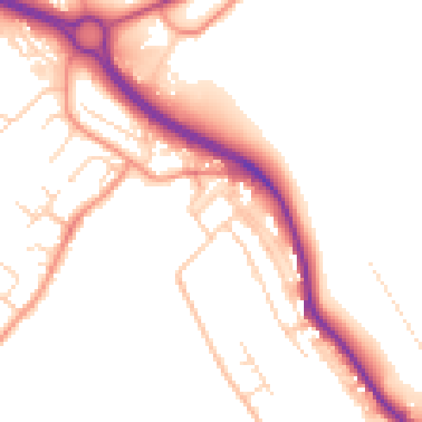 Daytime road noise heatmap for NG19 7SF