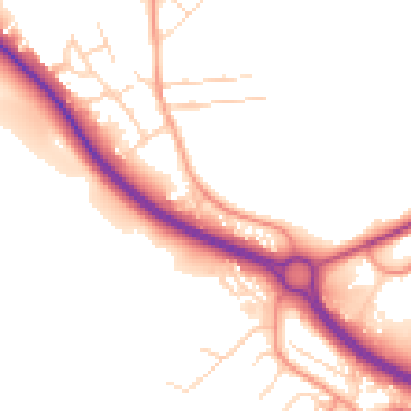 Daytime road noise heatmap for NG19 7ST