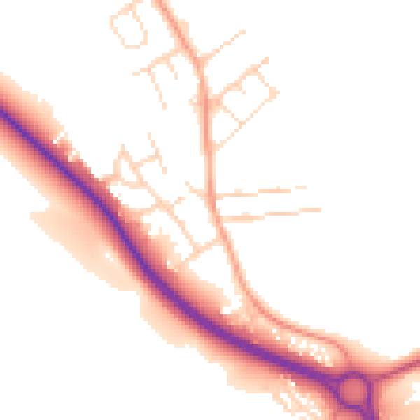 Daytime road noise heatmap for NG19 8TA