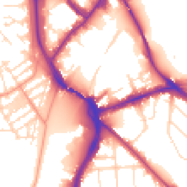 Daytime road noise heatmap for NG2 5PJ
