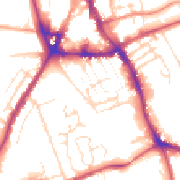 Daytime road noise heatmap for NG31 6BS