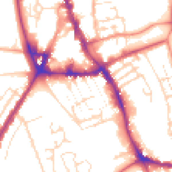 Daytime road noise heatmap for NG31 6DB