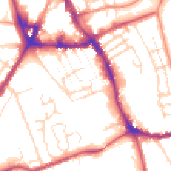 Daytime road noise heatmap for NG31 6DH