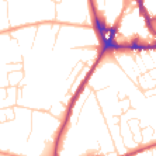 Daytime road noise heatmap for NG31 7AW