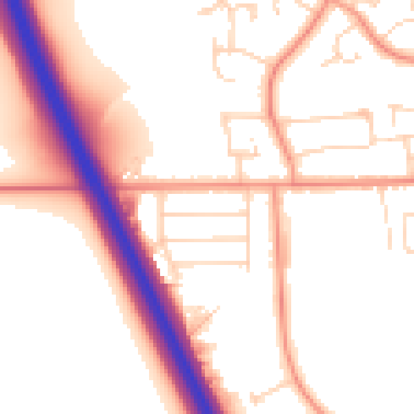 Daytime road noise heatmap for NG31 7NL