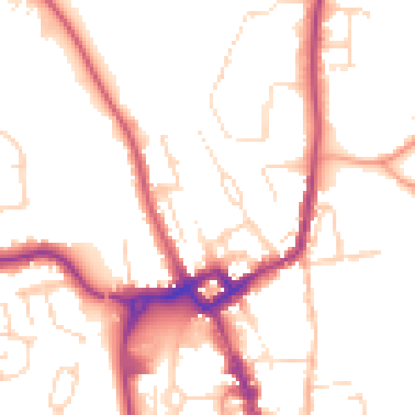 Daytime road noise heatmap for NG31 8AZ