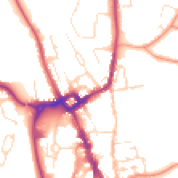 Daytime road noise heatmap for NG31 8BQ
