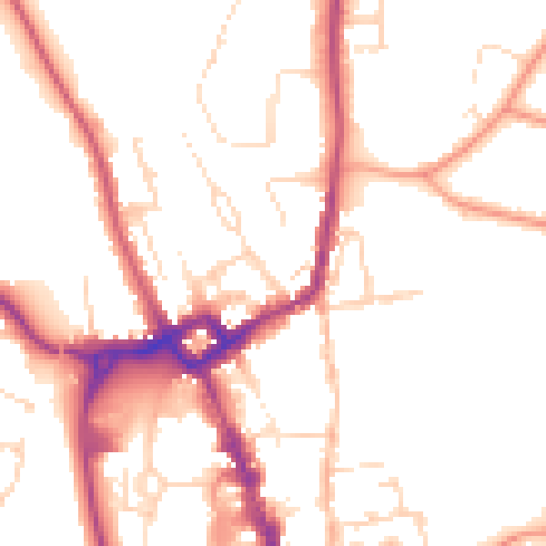 Daytime road noise heatmap for NG31 8BW