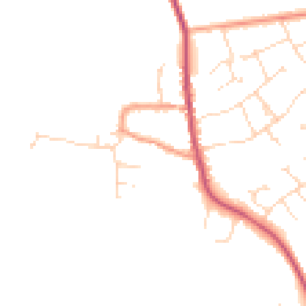 Daytime road noise heatmap for NG31 8LJ