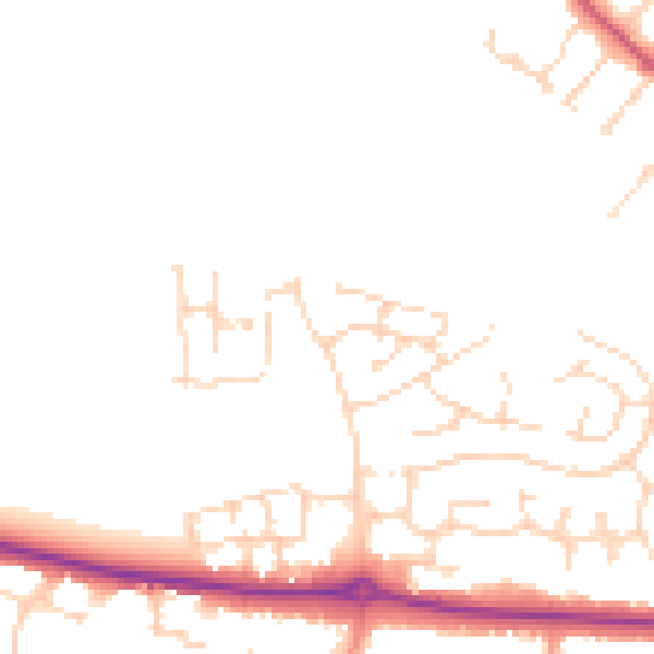 Daytime road noise heatmap for NG31 8XE