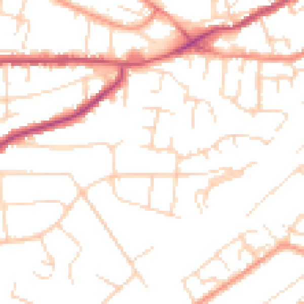 Daytime road noise heatmap for NG4 1DJ