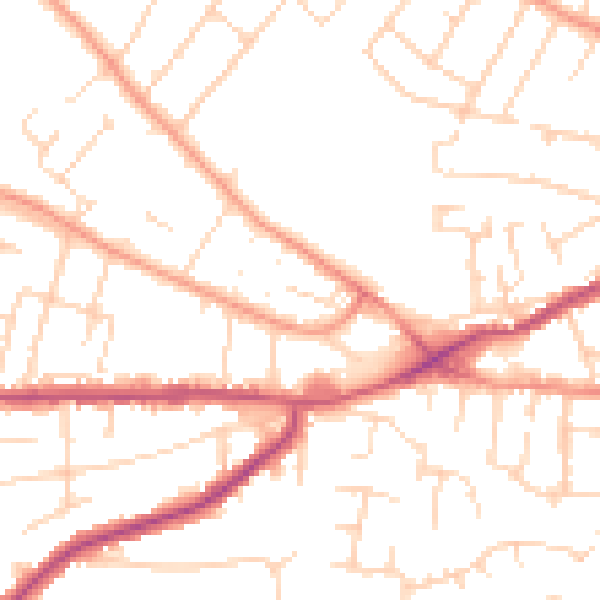 Daytime road noise heatmap for NG4 1SE