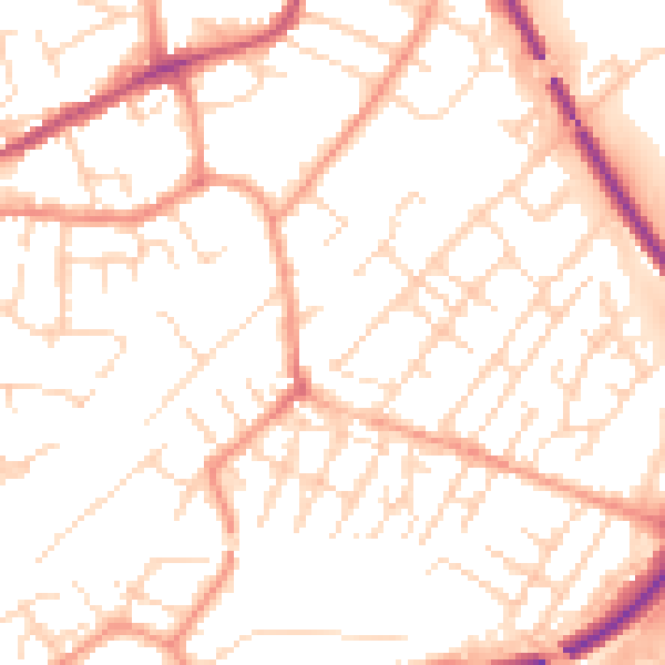 Daytime road noise heatmap for NG4 2AA