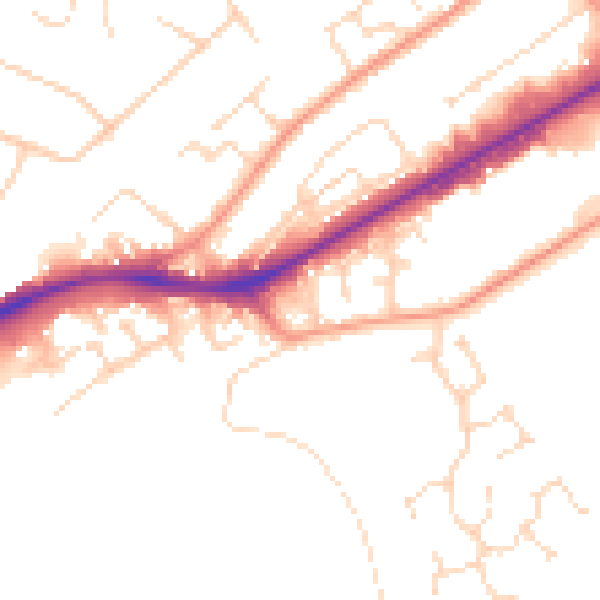 Daytime road noise heatmap for NG4 2DN