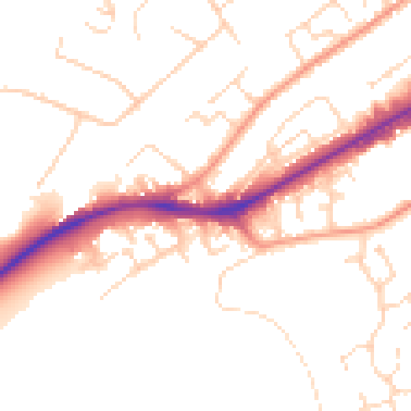 Daytime road noise heatmap for NG4 2DU