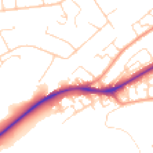 Daytime road noise heatmap for NG4 2DY