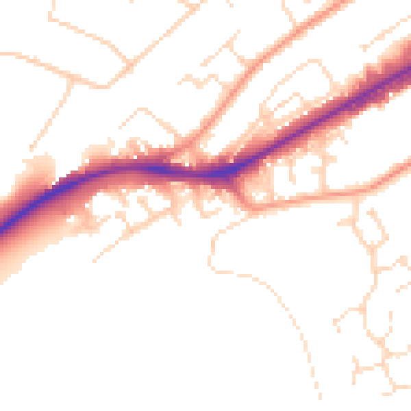 Daytime road noise heatmap for NG4 2DZ