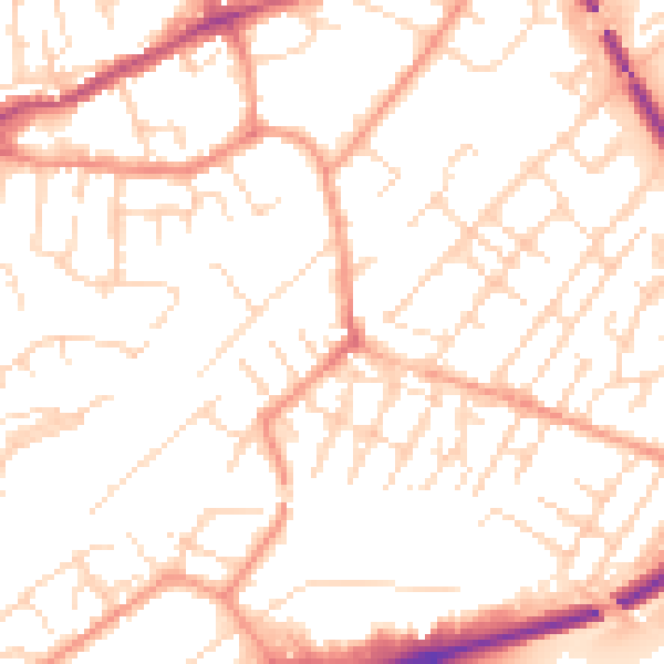 Daytime road noise heatmap for NG4 2FB