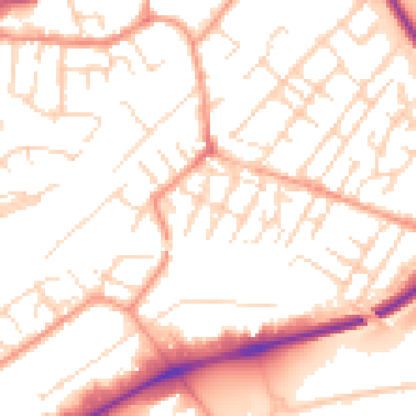 Daytime road noise heatmap for NG4 2FN