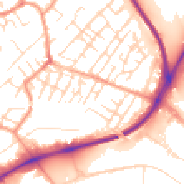 Daytime road noise heatmap for NG4 2HL