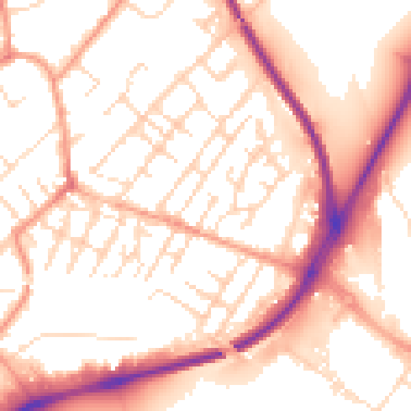 Daytime road noise heatmap for NG4 2HR