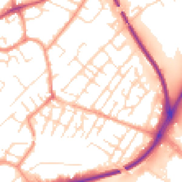 Daytime road noise heatmap for NG4 2JL