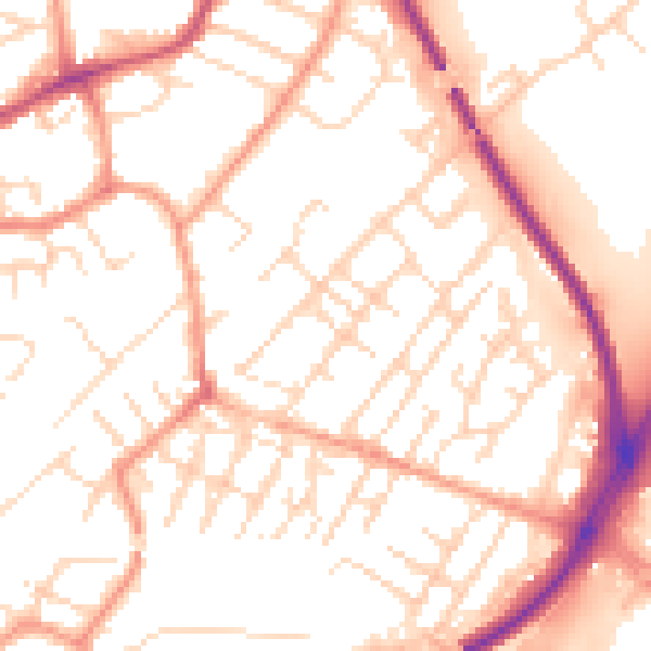 Daytime road noise heatmap for NG4 2LN
