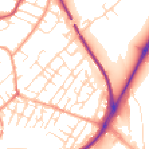 Daytime road noise heatmap for NG4 2NS