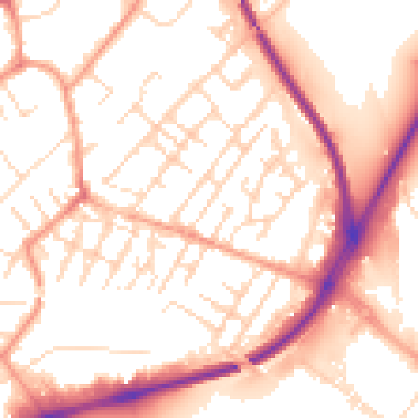 Daytime road noise heatmap for NG4 2PB